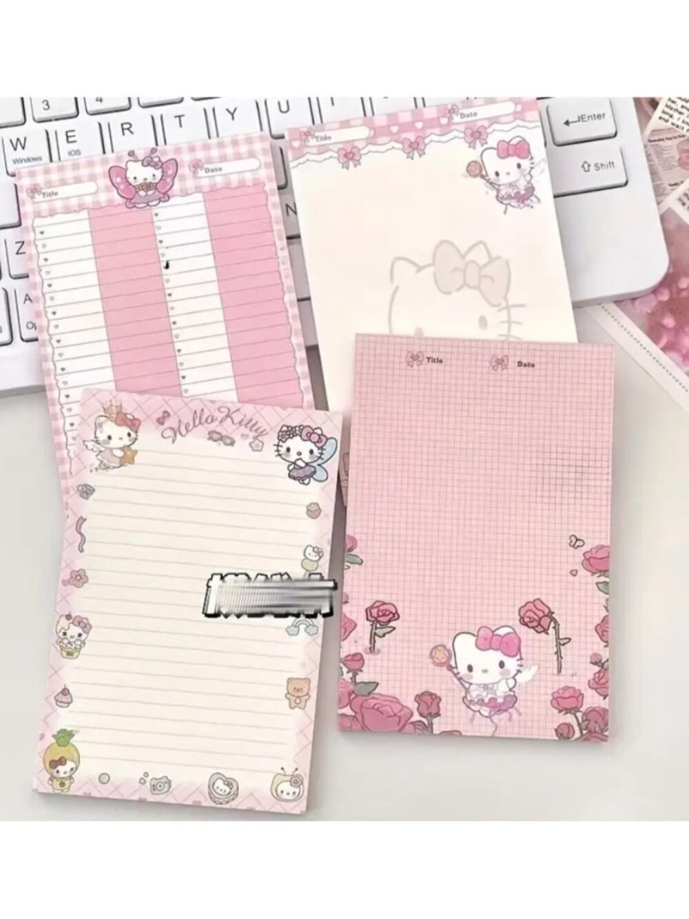 Hello Kitty 4-Pack Tear-Off Notepads Cute Stationery Set for Notes, Journal